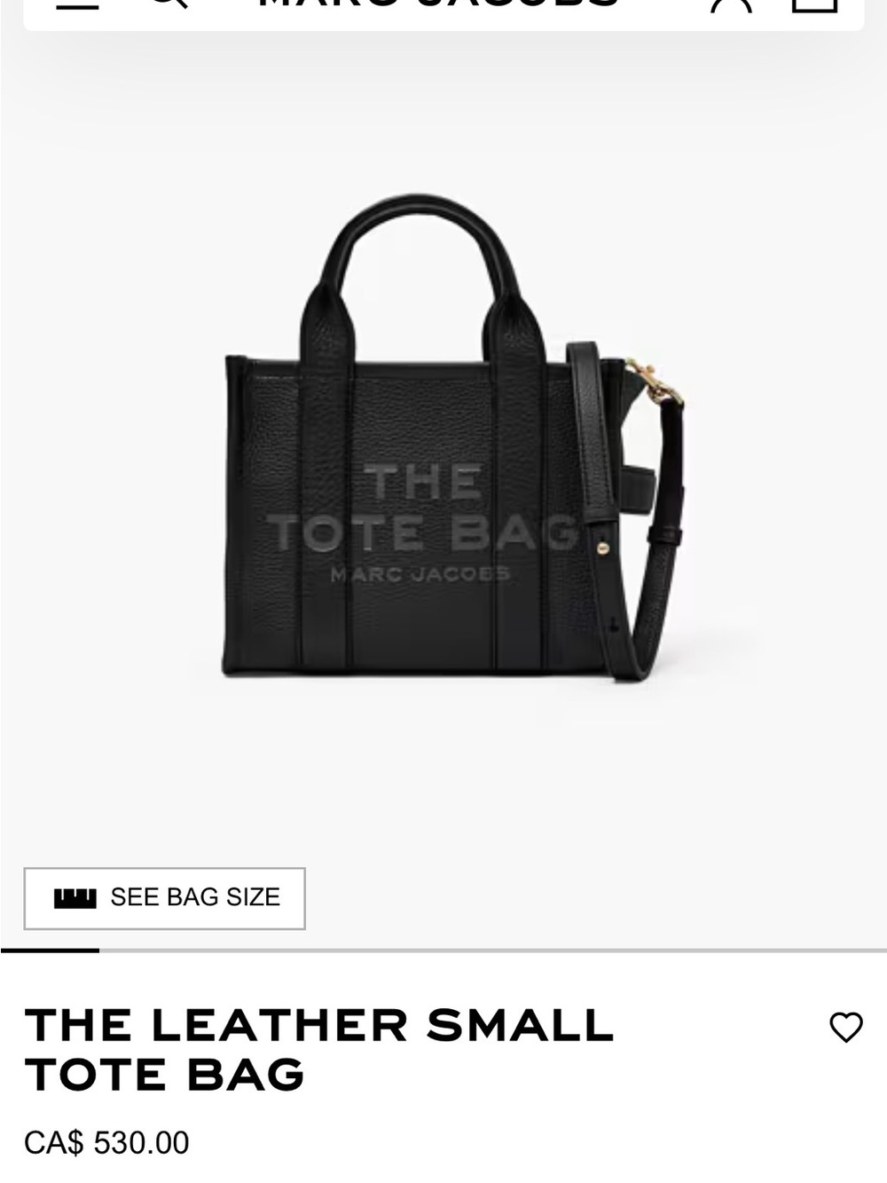 Marc Jacobs Black Pebbled Leather The Tote Bag Small